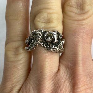 VTG Sterling Silver 925 Ram Aries Figural Split Shank Ring Size 6.75 Whimsical